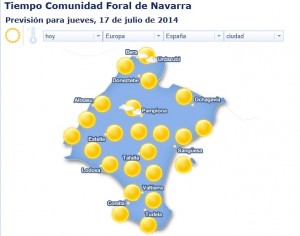 Navarra padecerá hoy altas temperaturas. www.eltiempo24.es