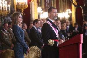 Las Reyes durante el discurso de D. Felipe en la Pascua Militar. Foto: Casa Real