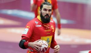 l jugador de la selección española de balonmano Jorge Maqueda, en el partido contra Chile. DR
