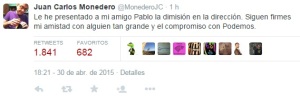 Twit monedero dimite