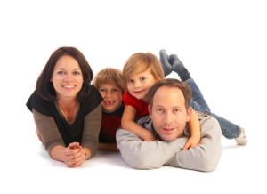 family of four on floor