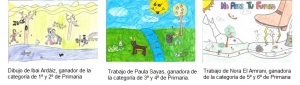 Ibai Ardáiz, Paula Sayas y Nora El Amrani, ganadores del concurso de dibujo infantil sobre medio ambiente