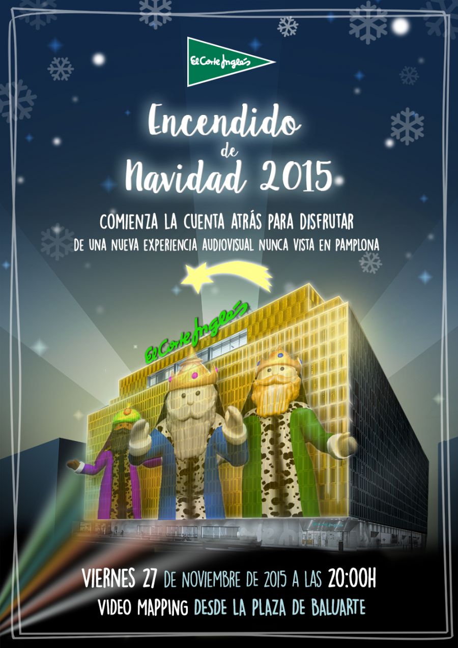 El Corte Inglés de Pamplona ilumina la Navidad con un `vídeo mapping´