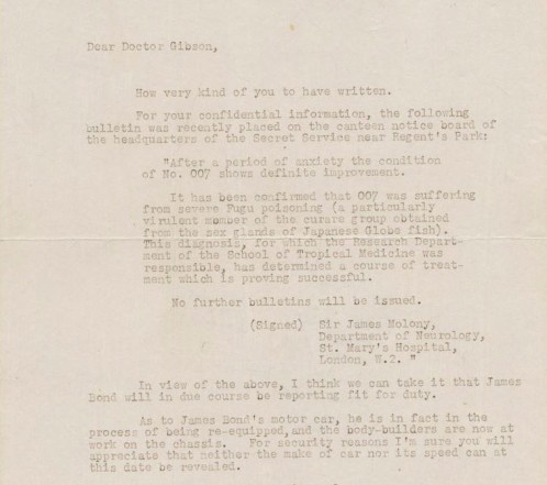 Subastan carta en la que Ian Fleming anticipó una historia actual de 007