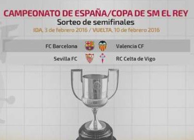 Barcelona-Valencia y Sevilla-Celta se enfrentarán en las semifinales de la Copa del Rey 2015/2016