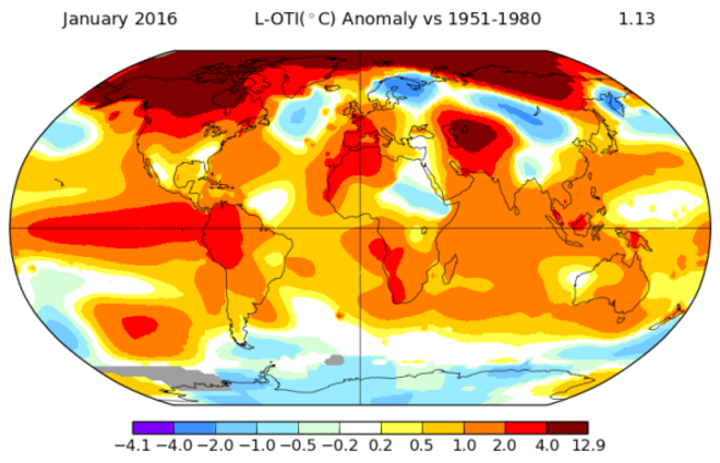 Enero de 2016 es el más caluroso desde que se tienen registros, también según la NASA
