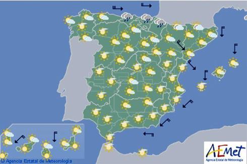 Hoy, pocas nubes en casi todo España