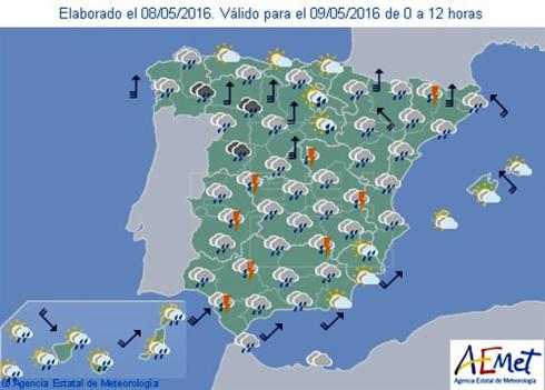 Hoy, lluvia fuerte en la franja occidental y nordeste, y viento en el norte
