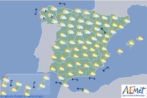 Hoy, nuboso y alguna lluvia en Galicia, Asturias y zonas de Castilla y León