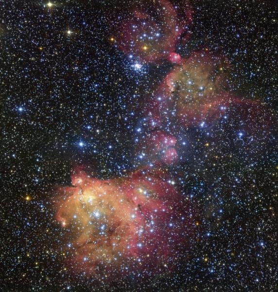 Impactante ‘ornamentación estelar’ rosa y azul en la Gran Nube de Magallanes