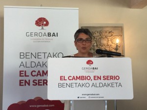 Anika Luján interviene ante el Consejo general de la coalición (Geroa Bai).