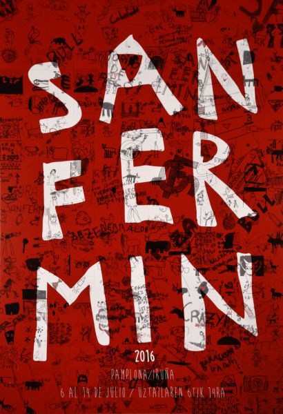 76 carteles presentados al concurso de San Fermín se expondrán desde mañana por los escaparates de los comercios y establecimientos hosteleros de Pamplona