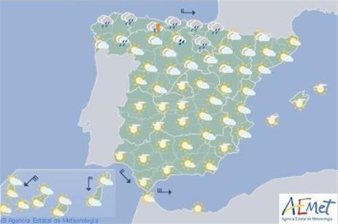 Precipitaciones en el norte y descenso térmico en casi todo España