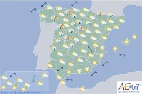 Nubes y tormentas en la mitad norte y temperaturas sin cambios para hoy
