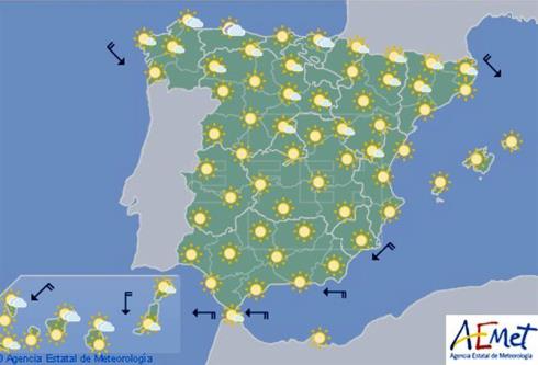 Hoy, aumento de temperaturas en el interior de península, Navarra y Canarias