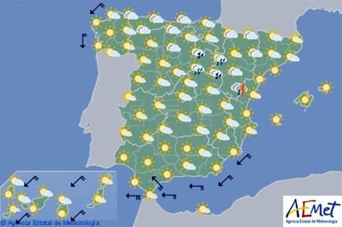 Mañana, temperaturas muy altas en amplias zonas del interior, en Navarra en ligero ascenso