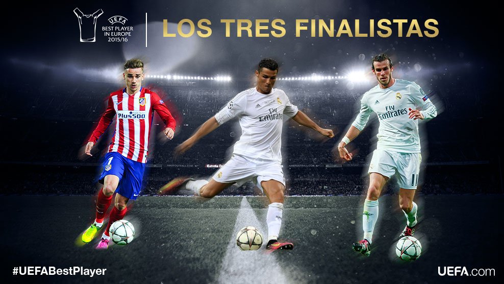 Gareth Bale, Cristiano Ronaldo y Antoine Griezmann, candidatos a Mejor Jugador de Europa
