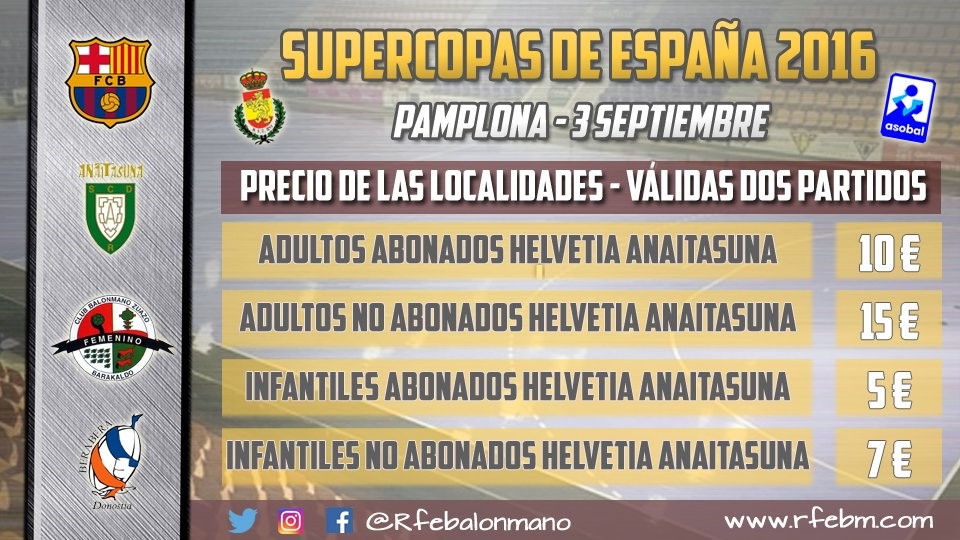 Pamplona será sede de balonmano español de la Supercopa de España 2016