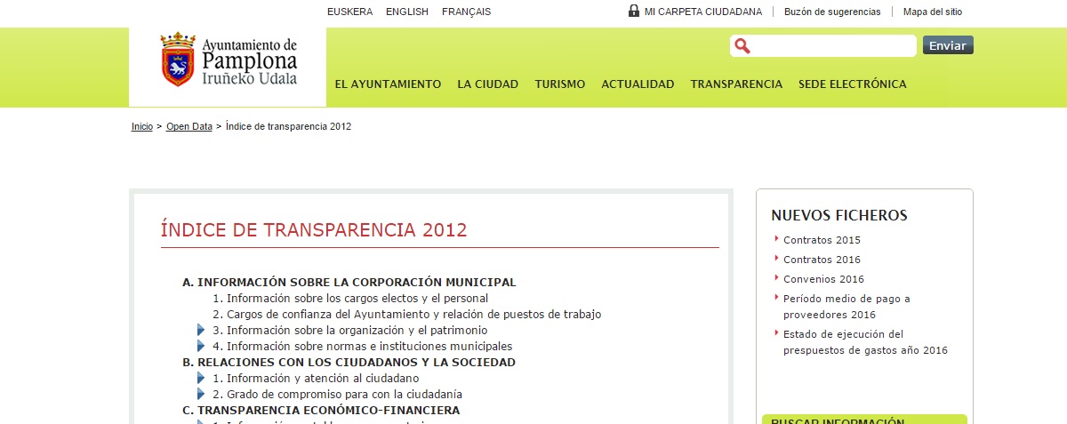 El portal de transparencia del Ayuntamiento de Pamplona recibe 28.000 consultas