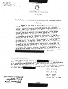 Una de las páginas del documento sobre la muerte de Orlando Letelier ordenada por Pinochet. EFE