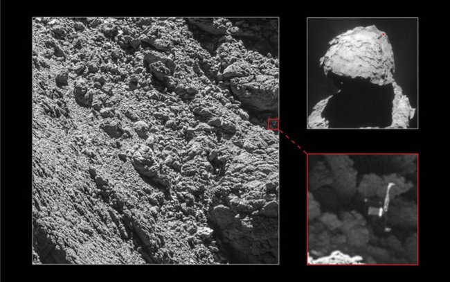 Una cámara de la sonda Rosetta localiza al módulo Philae en el cometa