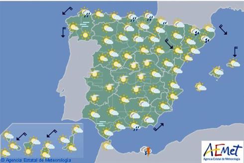La inestabilidad se concentra hoy en el extremo norte y área mediterránea