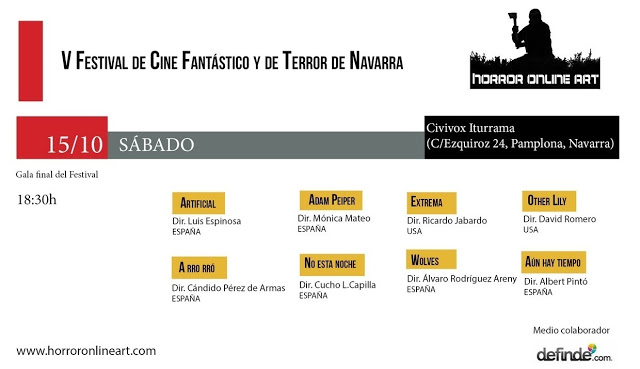 AGENDA: 15 de octubre, Gala Final del V Festival Internacional de Cine Fantástico y de Terror de Navarra