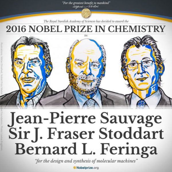 Jean Pierre Sauvage, J.Frasser Stoddart y Bernard Feringa, galardonados con el Nobel de Química