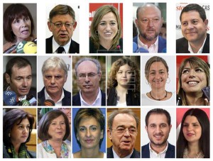 Combo de imágenes de los 17 críticos a la gestión del secretario general del PSOE, Pedro Sánchez, que han entregado esta tarde las cartas de dimisión como miembros de la Ejecutiva Federal del partido para forzar su cese. En la imagen, de izq. a dcha, y de arriba a abajo: la presidenta del PSOE, Micaela Navarro; el presidente de la Comunidad Valenciana, Ximo Puig; la secretaria de Relaciones Internacionales, Carme Chacón; el secretario de Política Federal, Antonio Pradas; el presidente de Castilla-La Mancha, Emiliano García-Page; el exdirigente madrileño Tomás Gómez; José Miguel Pérez, Juan Pablo Durán, Eva Matarín, Mariluz Rodríguez, Estefanía Martín, Ascensión Murillo, María José Sánchez Rubio, Manuela Galiano, Carlos Pérez, Francisco Pizarro y Noemí Cruz. EFE
