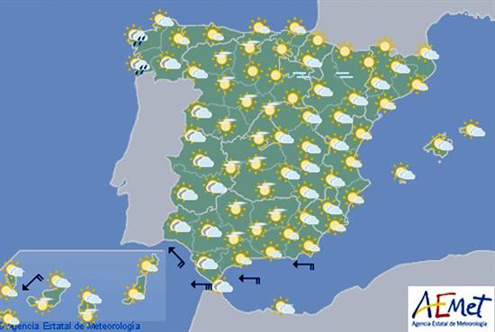 Hoy, temperaturas diurnas en descenso en Galicia e interior de península