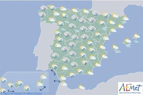 España: Hoy, lluvias con tormentas en la mitad occidental del país y en Canarias