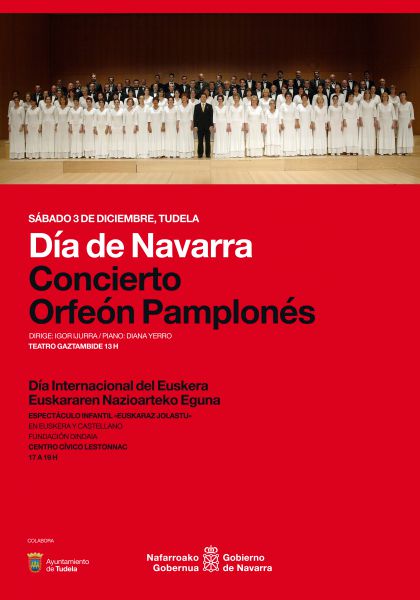 Tudela celebrará el Día de Navarra con un concierto del Orfeón Pamplonés