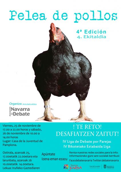 AGENDA: 25 de noviembre, en Casa de la Juventud de Pamplona, IV Liga de debate por parejas