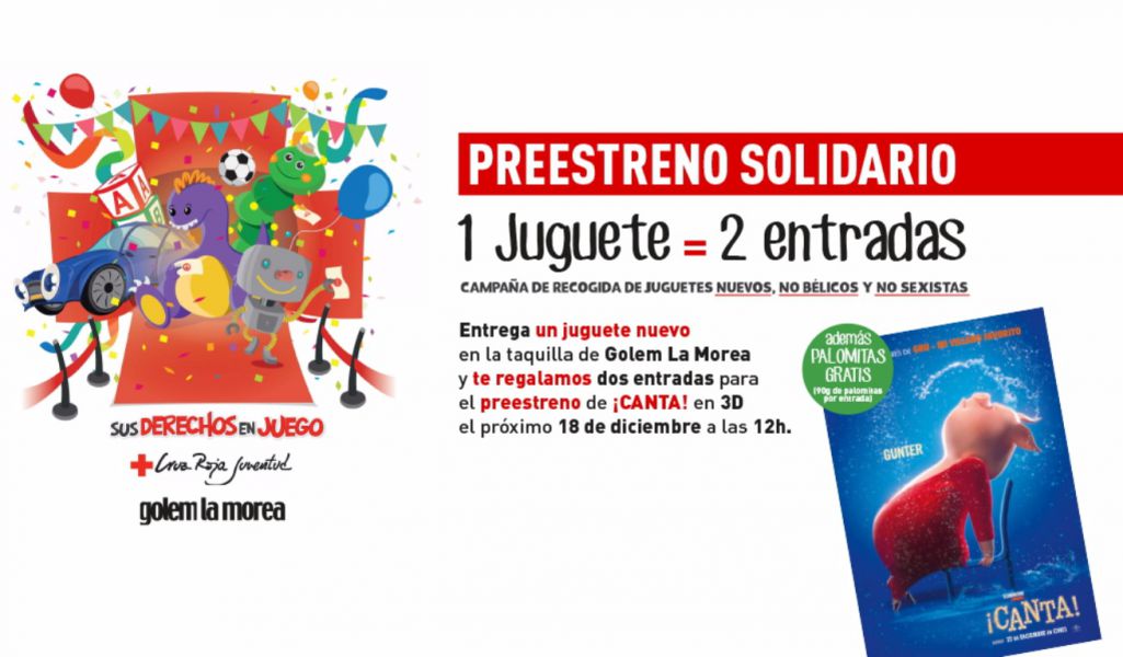 AGENDA: 18 y 22 de diciembre, en Cines Golem de Pamplona, Cruz Roja recoge juguetes con Cine