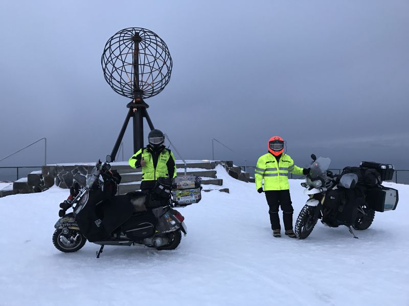 José Antonio Fernández primer español en completar la ruta invernal en Vespa a Cabo Norte