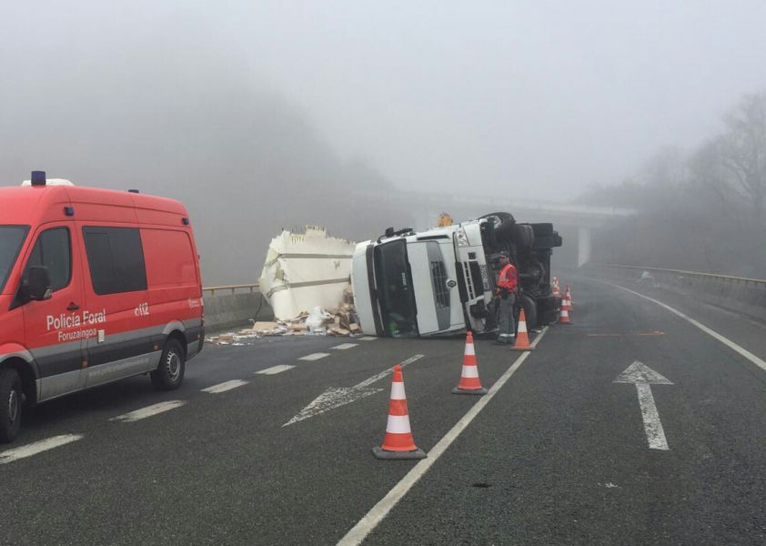 El camionero herido ayer en Sumbilla es detenido por manipular el tacógrafo