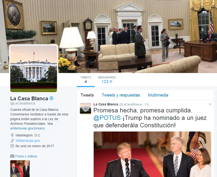La Casa Blanca reactiva su cuenta de Twitter en español
