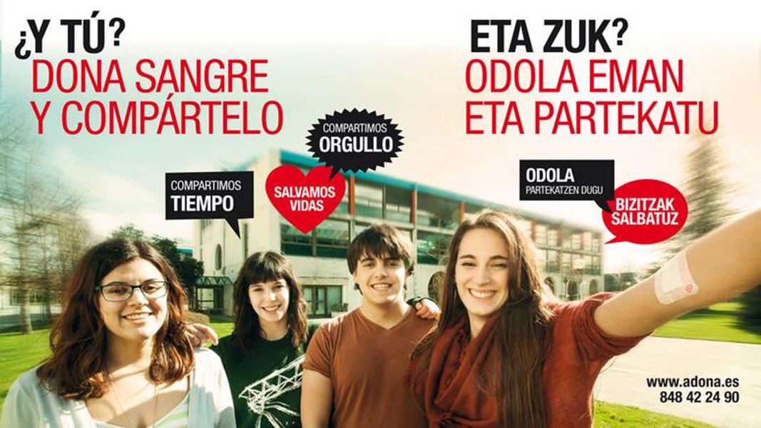 ADONA acude el jueves a la UPNA para fomentar la donación de sangre por parte del alumnado