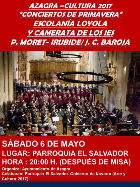 AGENDA: 6 de mayo, en Azagra (Navarra), Concierto Escolanía Loyola y Camerata de las orquestas Irubide/Julio Caro Baroja