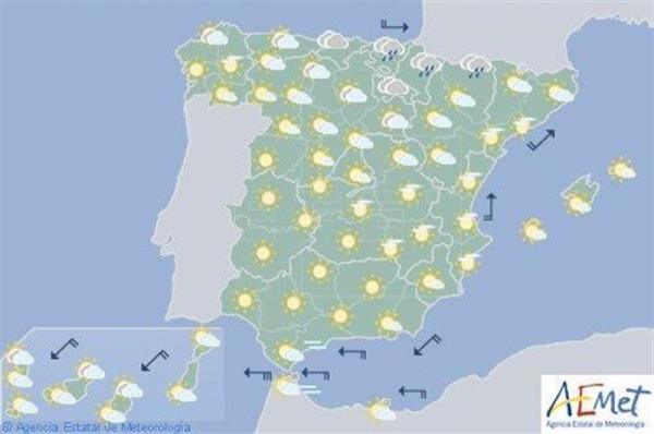 Pocas nubes, viento en calma y temperaturas en ascenso, en Navarra nuboso y posibles chubascos