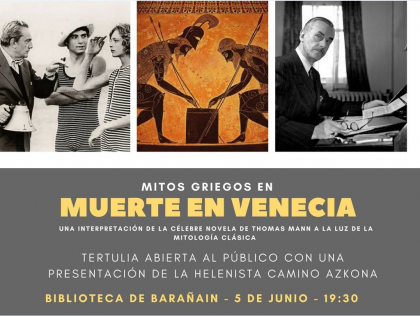 AGENDA: 5 de junio, en Biblioteca de Barañáin, Mitos griegos en Muerte en Venecia
