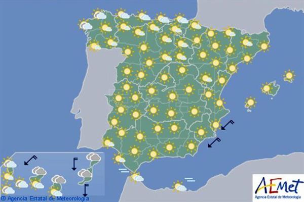 Temperaturas muy altas en el interior y Baleares, en Navarra ascenso de temperaturas con posibles tormentas