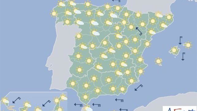 Temperaturas altas en la vertiente atlántica, alto Ebro, Canarias y Navarra