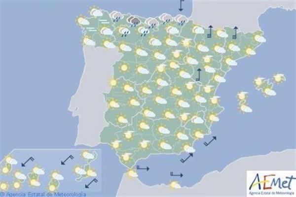 Chubascos y tormentas en el nordeste español, en Navarra temperaturas máximas en descenso