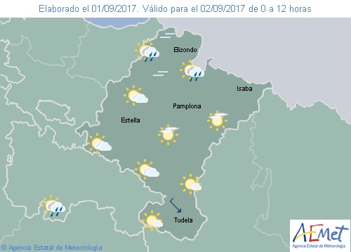 Cielo nuboso o poco nuboso en Navarra y temperaturas con ligeros cambios