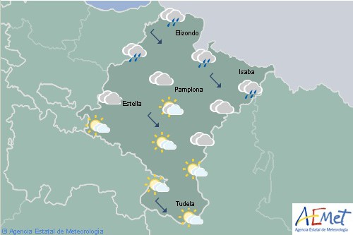 Hoy en Navarra cielos nubosos en el norte tendiendo a poco nuboso