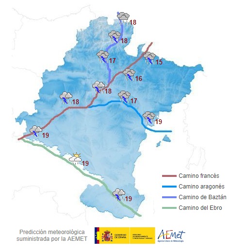 Hoy en Navarra cubierto con lluvias y chubascos tendentes a remitir