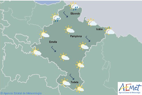 En Navarra hoy llovizna en la vertiente cantábrica y temperaturas en ligero ascenso