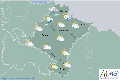 Hoy en Navarra lluvias con temperaturas en descenso