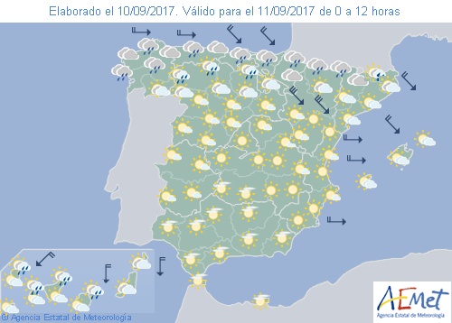 Hoy en España intervalos fuertes de viento en Cataluña y nuboso o lluvias en el norte